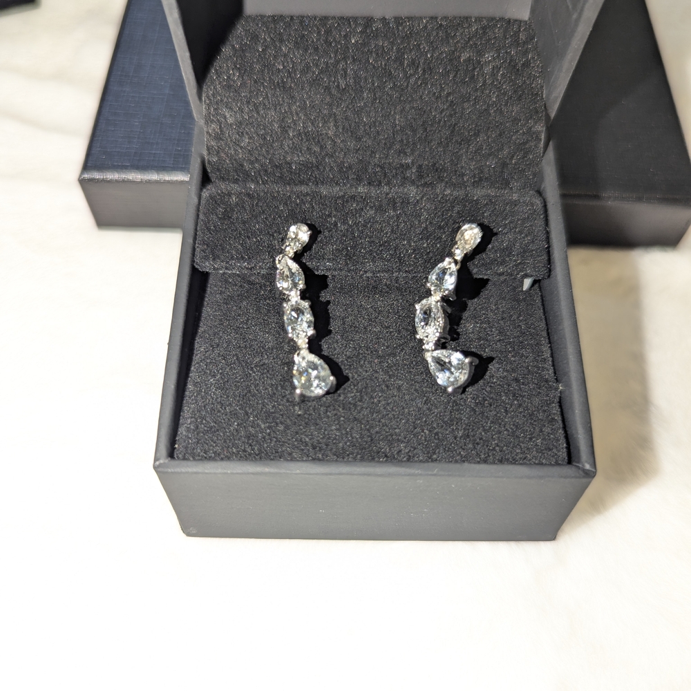 Women's Dangle Earrings With Multi Shaped White Sapphires